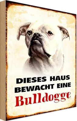 Produktbild von vianmo Holzschild 18x12 cm Hund dieses Haus bewacht eine Bulldogge Tier Haustier