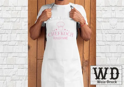 Produktbild von Grillschürze Kochschürze Chefkoch mit WUNSCHNAME Weiß Rosa