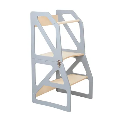 Image de leg&go Tour de Cuisine Transformable en bois Modustep, Tour d’apprentissage 2 en 1, Gris