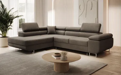 Produktbild von Modernes Ecksofa ASTON mit Schlaffunktion & Bettkasten, Ausziehbare Wohnlandschaft in L-Form, Stauraum, Schlafsofa, Links