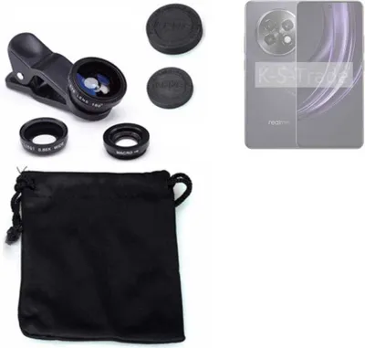 Produktbild von K-S-Trade Smartphone Kamera Linsen Set Kompatibel mit Realme 13 5G 3in1 Clip-On Kamera Adapter Macro Weitwinkel FishEye Fischauge Objektiv Linse