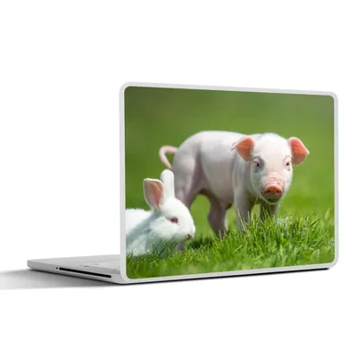 Produktbild von MuchoWow® Laptop Aufkleber Sticker Cover Ferkel - Kaninchen - Tiere 30x22 cm - Laptop-Sticker