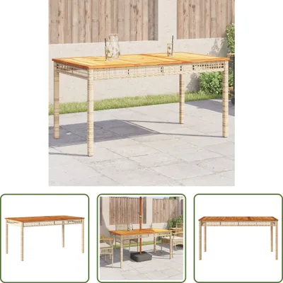 Obrázek produktu pro The Living Store Zahradní stůl béžový 140x80x75 cm Poly ratan Akáciové dřevo