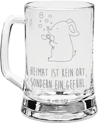 Produktbild von Mr. & Mrs. Panda Krug Elefant Seifenblasen - Transparent - Geschenk, Liebe, Humpen, Liebesspruch, Gravur Bierkrug, Lustige Sprüche, Seidel, Elefanten, Rüsseltier, Glas