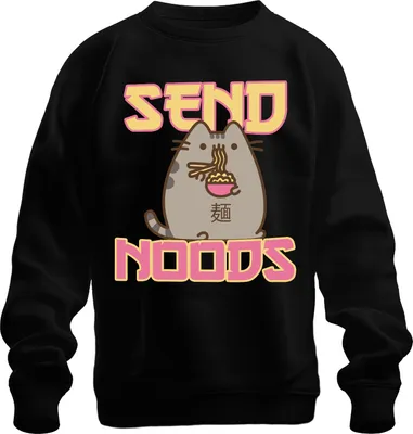 Immagine prodotto di SEND NOODS Cat Noodles Ramen Kawaii Funny Gift Cute Girlfriend Unisex Felpa Pullover, Nero, S