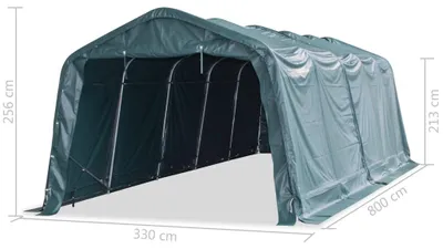 Produktbild von vidaXL Weidezelt PVC 550 g/m² 3,3×8 m Dunkelgrün
