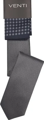 Produktbild von VENTI Herren Krawatte 6cm Einstecktuch Set-2-tlg Seide gewebt Anthrazit
