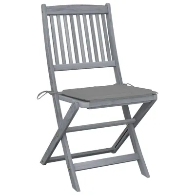 Produktbild von VidaXL 3064564, Terrasse, Gepolsterter Sitz, Akazienholz, Grau, Polyester, 485 mm