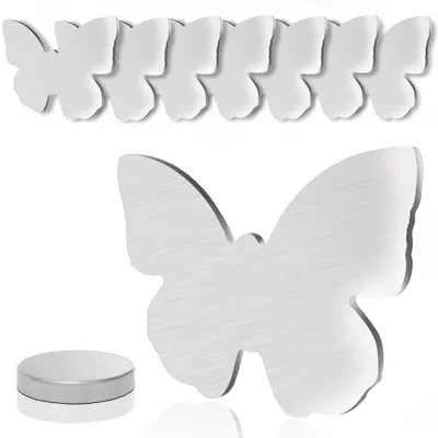 Image de Lot de 8 poids de nappe magnétiques en forme de papillon, en acier inoxydable, env. 55 g, très lourds, pour rideaux d'extérieur.