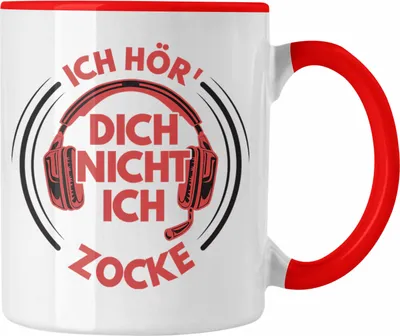 Produktbild von Trendation - Zocker Tasse Geschenk Ich Höre Dich Nicht Ich Zocke Gamer Geschenkidee Lustiger Spruch Gaming (Rot)