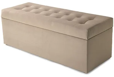Produktbild von MG Design Polsterhocker Beige 45x120 cm - Stauraum 140L, bis 300 kg, samtig-weich mit Schimmer, pflegeleicht, für Wohnzimmer & Flur