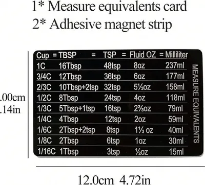 Produktbild von INF Magnetische Küchen-Umrechnungstabelle für den Kühlschrank Schwarz