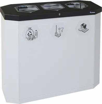 Produktbild von Abfallsammler mit offener Einwurfsöffnung | 3x45 Liter, HxBxT 83x95x35,5cm | Eisenglimmer