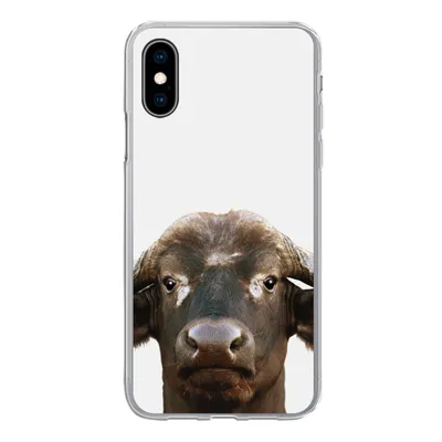 Produktbild von MuchoWow® Handyhülle Schutzhülle Hülle für iPhone X Büffel - Wasserbüffel - Kopf - Kuh - Hörner - Jungen - Mädchen Silikon Softcase Handy Hülle - Handyhülle