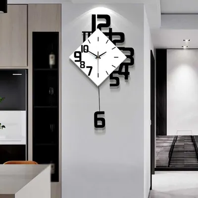 Moderne Pendelwanduhr, 63x34 cm, batteriebetrieben, leise