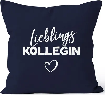 Produktbild von Kissen-Bezug Lieblings-Kollegin Kissen-Hülle Deko-Kissen Geschenk MoonWorks® navy unisize