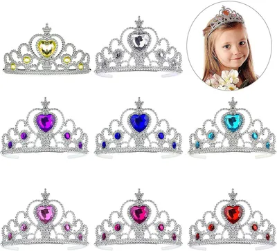 Produktbild von Prinzessinnen-Tiara-Set, 8-teiliges Prinzessinnen-Tiara-Kronen-Set für Kinder, Mädchen, Verkleidungs- und Partyzubehör