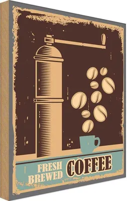 Produktbild von vianmo Holzschild 30x20 cm Kaffee Coffee fresh brewed Essen Trinken