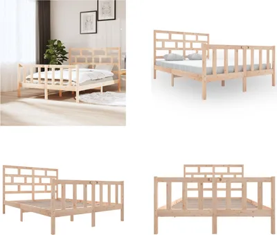 Produktbild von vidaXL Massivholzbett Kiefer 140x200 cm - Bettrahmen - Bettgestell - Bett - Holzbettrahmen