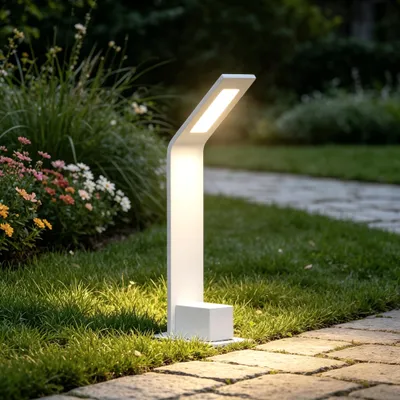 Produktbild von Mai & Mai Pollerleuchte Außen IP65 Wegeleuchten für Garten, 3000K Aussenleuchte, 128x98x408mm Außenlampe Standleuchte Sandweiß 6W Pfadfinder