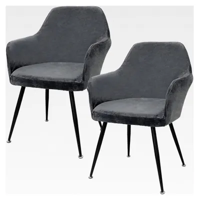 Produktbild von Stretch Stuhlbezug 2er Set, Elastischer Bezug mit Armlehne in Grau für Esszimmer und Wohnzimmer