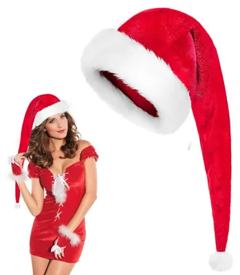 Produktbild von Weihnachtsmütze Nikolausmütze Erwachsene Plüschrot mit Fellrand 30 x 80 cm