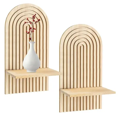 Image de Ensemble de 2 étagères en bois pour intérieur bohème