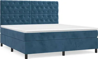 Productafbeelding van vidaXL Boxspringbed met matras, donkerblauw, 160x200 cm, fluweel