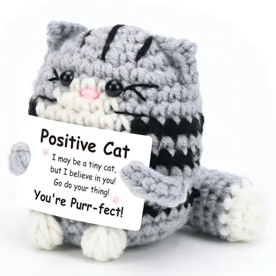 Gehäkelte Glückskatze mit Karte – Pocket Hug Geschenk