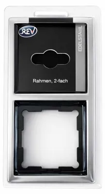 Produktbild von REV Ritter 2-fach Metall Edelstahl-Optik Abdeckrahmen Schalter/Steckdose