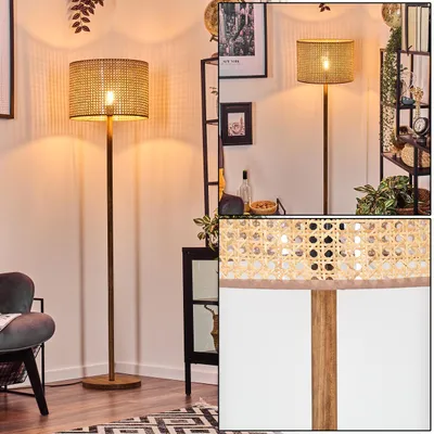 Produktbild von Varoni moderne Stehlampe aus Holz/Rattan/Wienergeflecht in Naturfarben