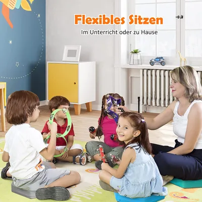 Produktbild von GOPLUS 6er Set Bodenkissen, Sitzkissen mit Ergonomischem Griff, Perlbaumwolle, Stapelbar, Abdeckung mit Reißverschluss, Stuhlkissen für Kindergarten