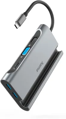 Obrázek produktu pro Hama 00200102, USB 3.2 Gen 1 (3.1 Gen 1) Type-C, 60 W, 10,100,1000 Mbit/s, Antracit, Šedá, HDMI, RJ-45, USB 3.2 Gen 1 (3.1 Gen 1) Type-A, USB 3.2 Gen 1 (3.1 Gen 1) Type-C, VGA, 230 mm