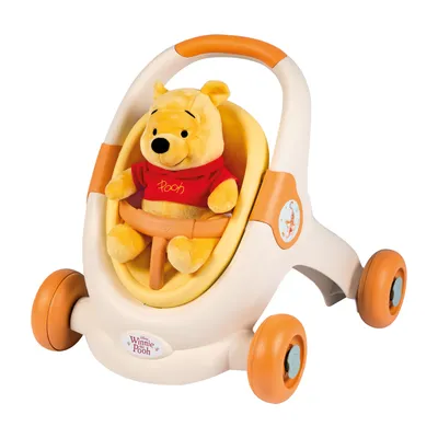 Immagine prodotto di Smoby Winnie Pooh, supporto per l'apprendimento della camminata 3in1, passeggino per bambole e seggiolino, completo di un peluche da 25 cm, adatto a bambini dai 12 mesi in su
