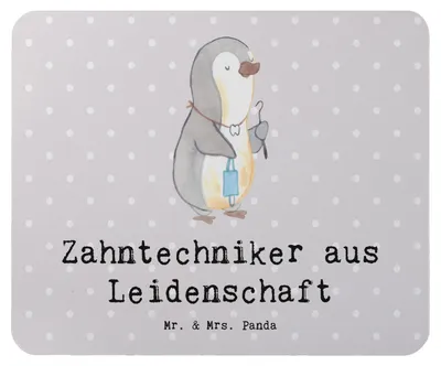 Produktbild von Mr. & Mrs. Panda Mousepad Zahntechniker Leidenschaft - Grau Pastell - Geschenk, Mauspad, pc, Mouse Pad, laptop, computer