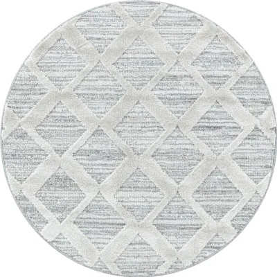 Produktbild von Teppich Wohnzimmer Hochflor Grau 120x120 Rund Boho-Design aus Polypropylen