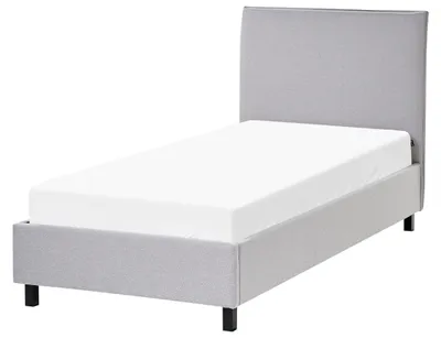 Zdjęcie produktu dla BELIANI Łóżko jasnoszare tapicerowane 90 x 200 cm jednoosobowe ze stelażem i zagłówkiem styl skandynawski