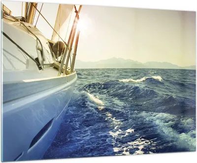 Produktbild von Bilder auf glas - Einteilig - Yacht Segelboot Sonne - 100x70cm - Glasbilder - Wandbilder - Bilder - zum Aufhängen bereit - Wanddekoration aus Glas - Glas Bilder - Wandbild auf Glas - GAA100x70-4138
