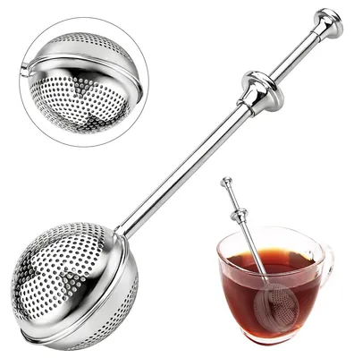 Produktbild von Edelstahl Tee Ei Teesieb mit ausziehbarem Griff feiner Filter für losen Tee