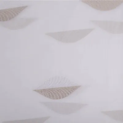 Produktbild von Gardinenstoff Leinenstruktur Scherli Blätter weiß taupe 300cm Breite