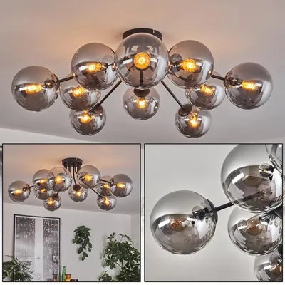 Produktbild von Fossobiubo Deckenlampe aus Metall/Glas in Schwarz/Rauchfarben