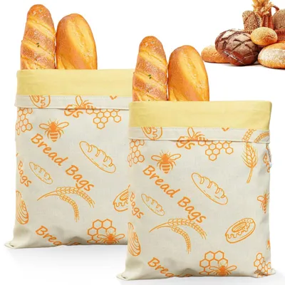 Produktbild von Set mit 2 wiederverwendbaren Bienenwachstüten für Brot und Gebäck