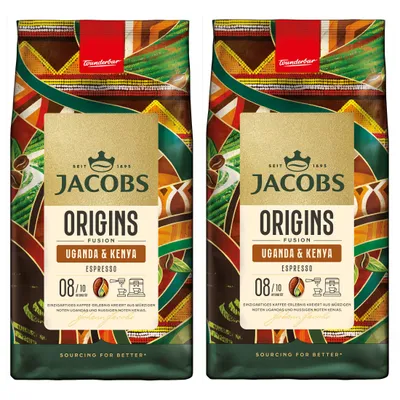 Produktbild von JACOBS Kaffeebohnen Origins Uganda & Kenya ganze Bohne 2 x 1 kg Bohnenkaffee