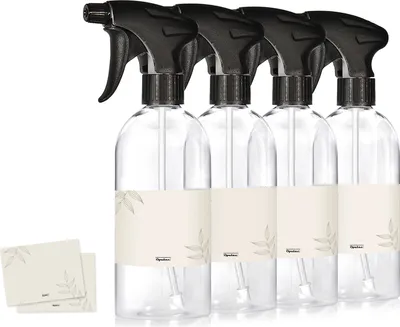 Image de 4 flacons pulvérisateurs de 500 ml, plastique transparent