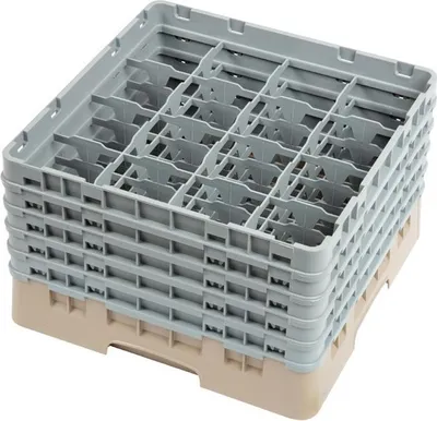 Zdjęcie produktu dla Kosz do mycia szkła Cambro, beżowy, 16 przegródek, maks. wysokość szkła 25,7 cm