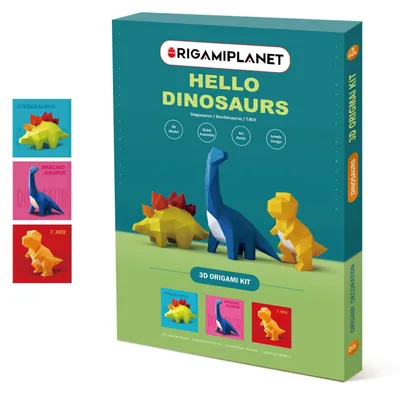 3D Origami Set – 3 Dinosaurier (T.Rex, Stegosaurus, Brachiosaurus)