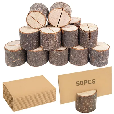 Immagine prodotto di Solidchoice - Portacarte in legno naturale con 50 cartoncini per matrimoni