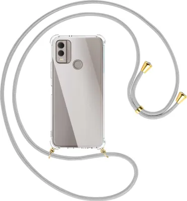 Produktbild von Handykette Backcover-Schutzhülle mit Band (Metall goldfarben) für Nokia C22 4G (6.5'') - silbergrau