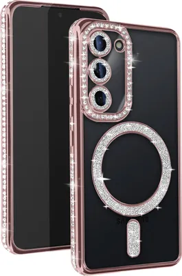 Immagine prodotto di Avizar, custodia diamantata per Samsung S23 – Protezione MagSafe con bordo in strass, rosa champagne