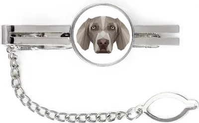Obrázok produktu pre Weimaraner, weimarský ohař – geometrická sponka do kravaty s obrázkom a nápisom od Art-Dog